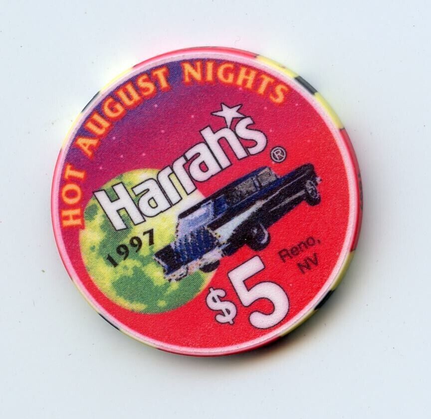 5.00 Chip from the Harrahs Casino Reno Nevada Hot August Night 1997
