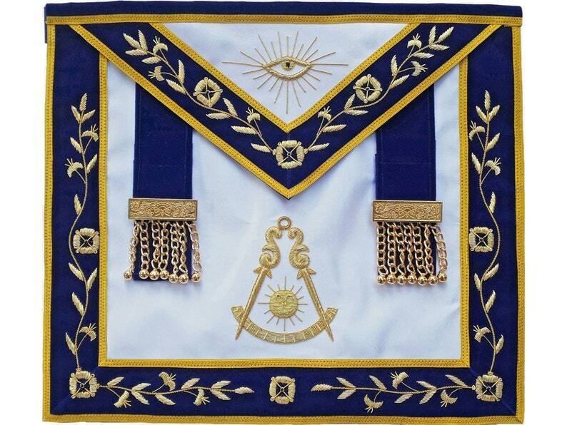 Masonic past master bullion apron blue hand embroidered
