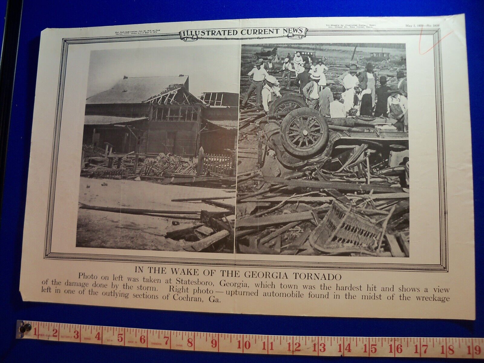 1929 Illustrated Current News Photo History TORNADO Statesboro Georgia Cochran