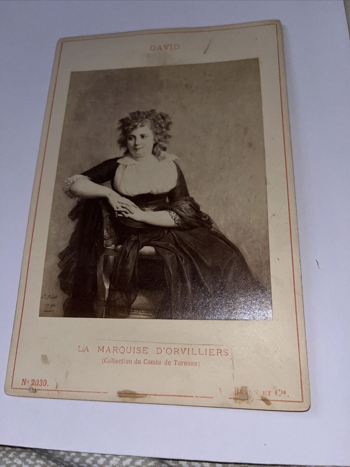 Antique Cabinet Card Portrait of the Marquise d\'Orvilliers / Jacques-Louis David
