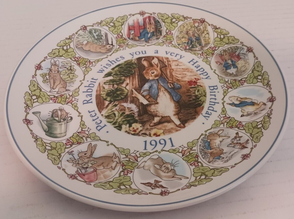 Vintage Beatrix Potter Nursery Ware by Wedgewood Birthday Plate 1991 - NOS