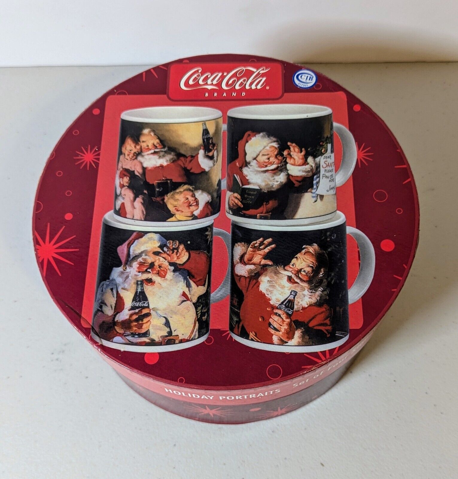 Set of 4 Vintage Coca Cola Holiday Portraits Stoneware Mugs by Sakura 3 3/4\