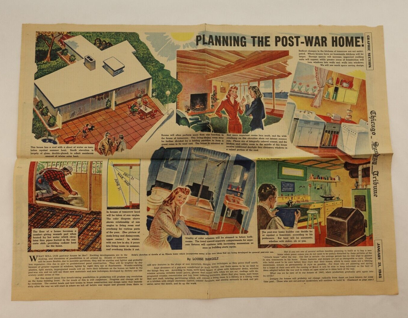 Chicago Sunday Tribune Planning Post war home 1/21/1945 vintage newspaper