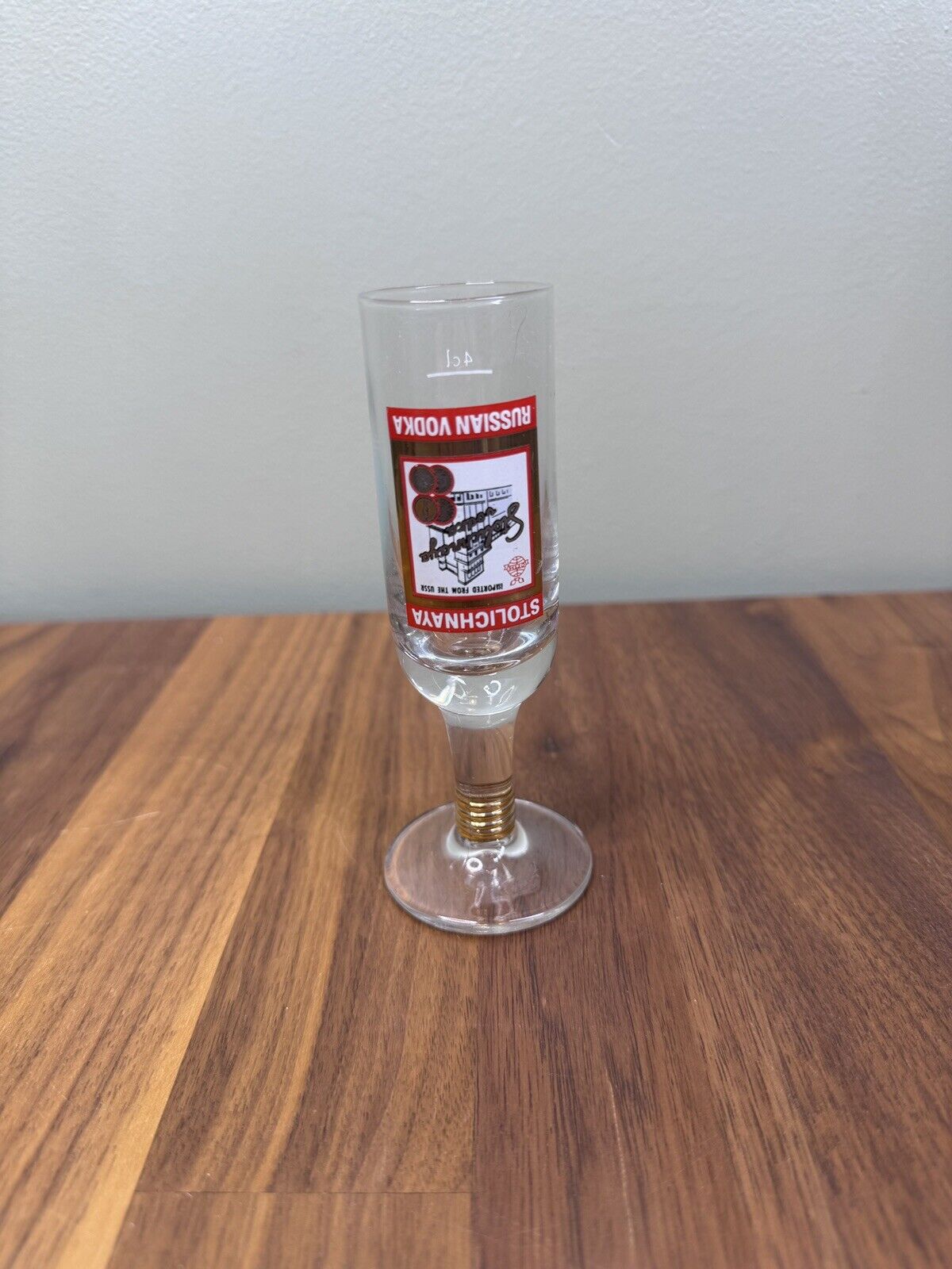 Vintage Stolichnaya Russian Vodka Stemmed Upside Down Shot Glass Collectible