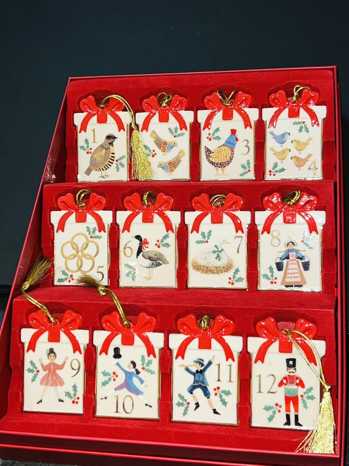 LENOX Twelve Days Of Christmas 12-Piece Ornament Set in Box