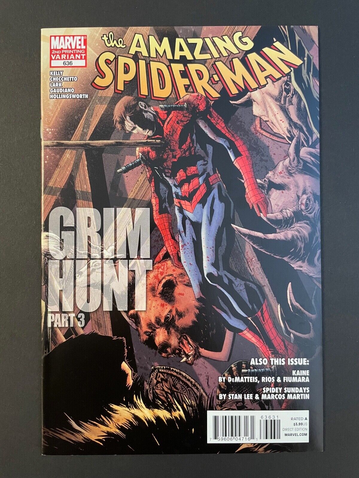 AMAZING SPIDER-MAN #636 2nd print ( Marvel 2010) Kraven, Arachne, Grim Hunt, NM