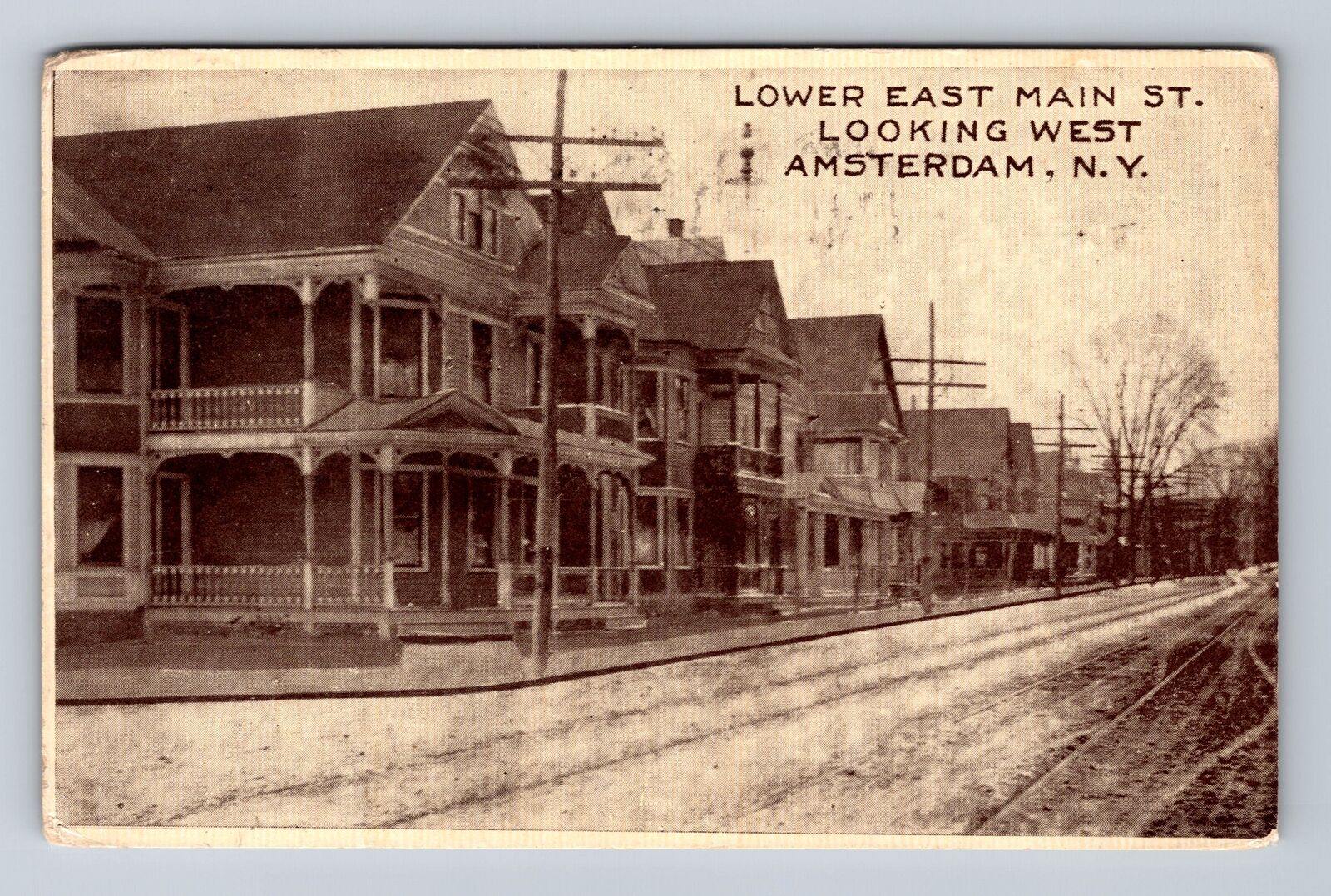 Amsterdam NY-New York Lower East Main Street Looking West Vintage c1912 Postcard