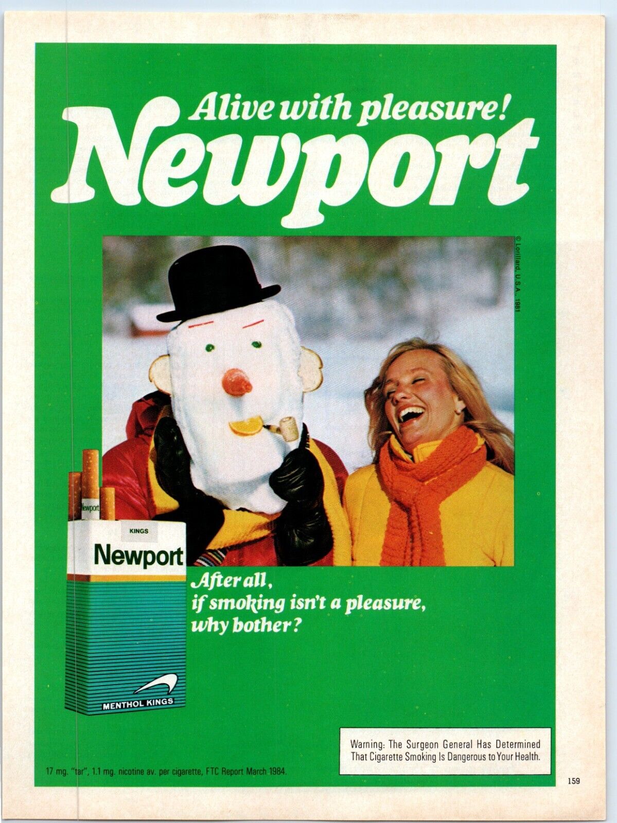 Newport Cigarettes Snowman \