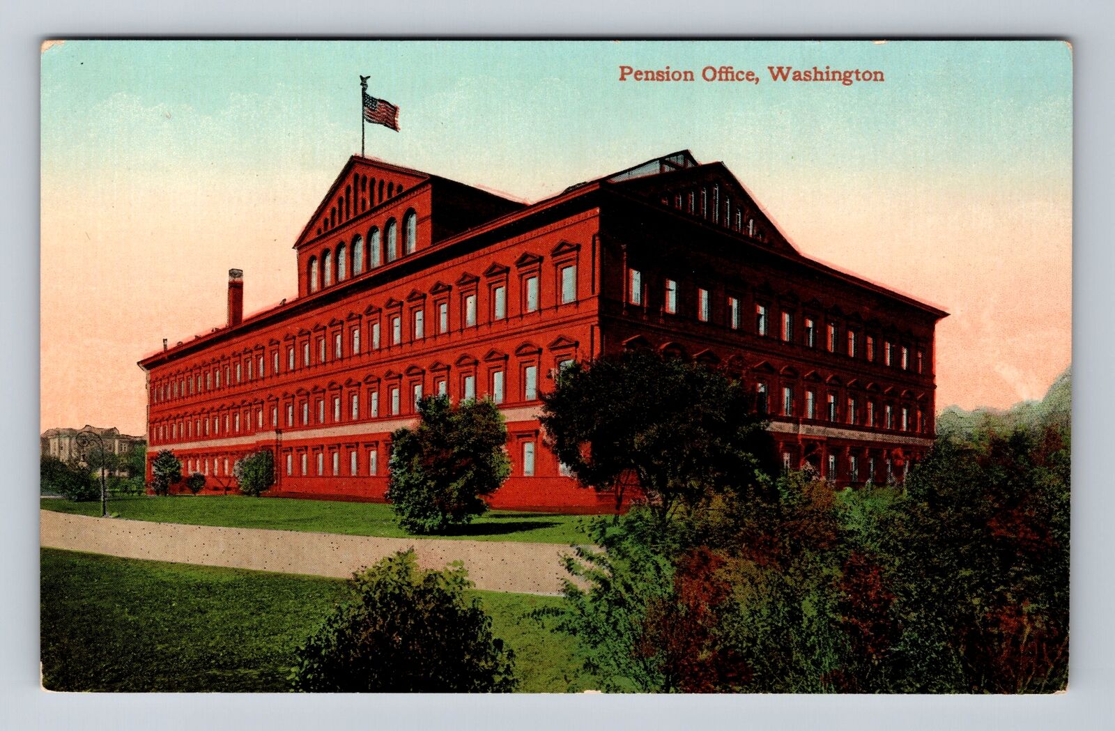 Washington DC, The Pension Office, Antique Souvenir, Vintage Postcard