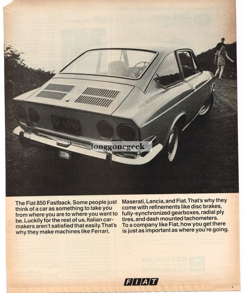 1970 Fiat 850 Fastback Automobile Car Vintage Print Ad