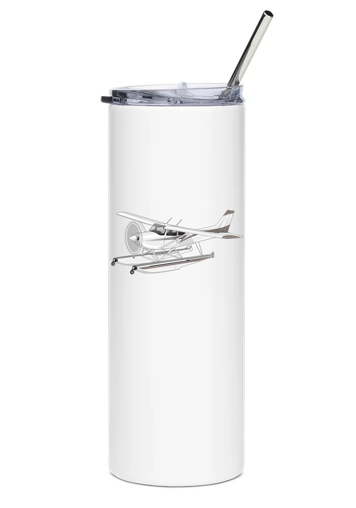 Cessna 172 Floatplane Stainless Steel Water Tumbler with straw - 20oz.