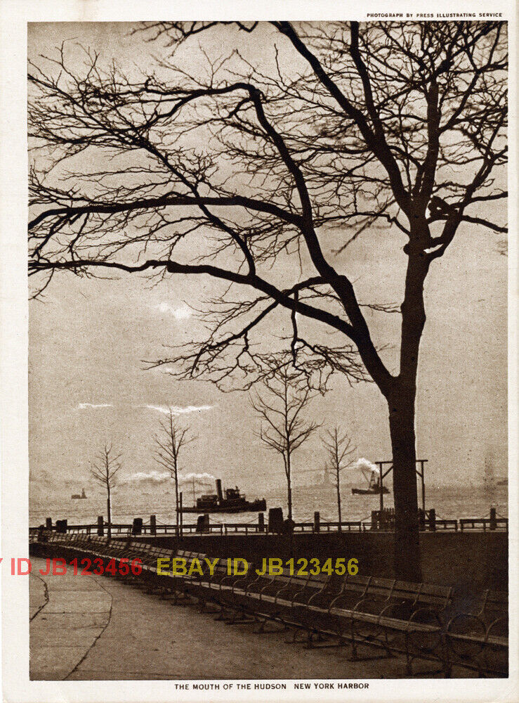 NEW YORK CITY NY Harbor View, 1917 Vintage Print & Article
