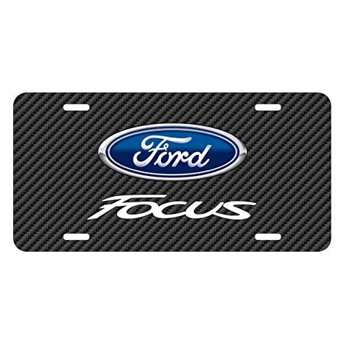 Ford Focus Black Carbon Fiber Look Graphic Metal License Plate