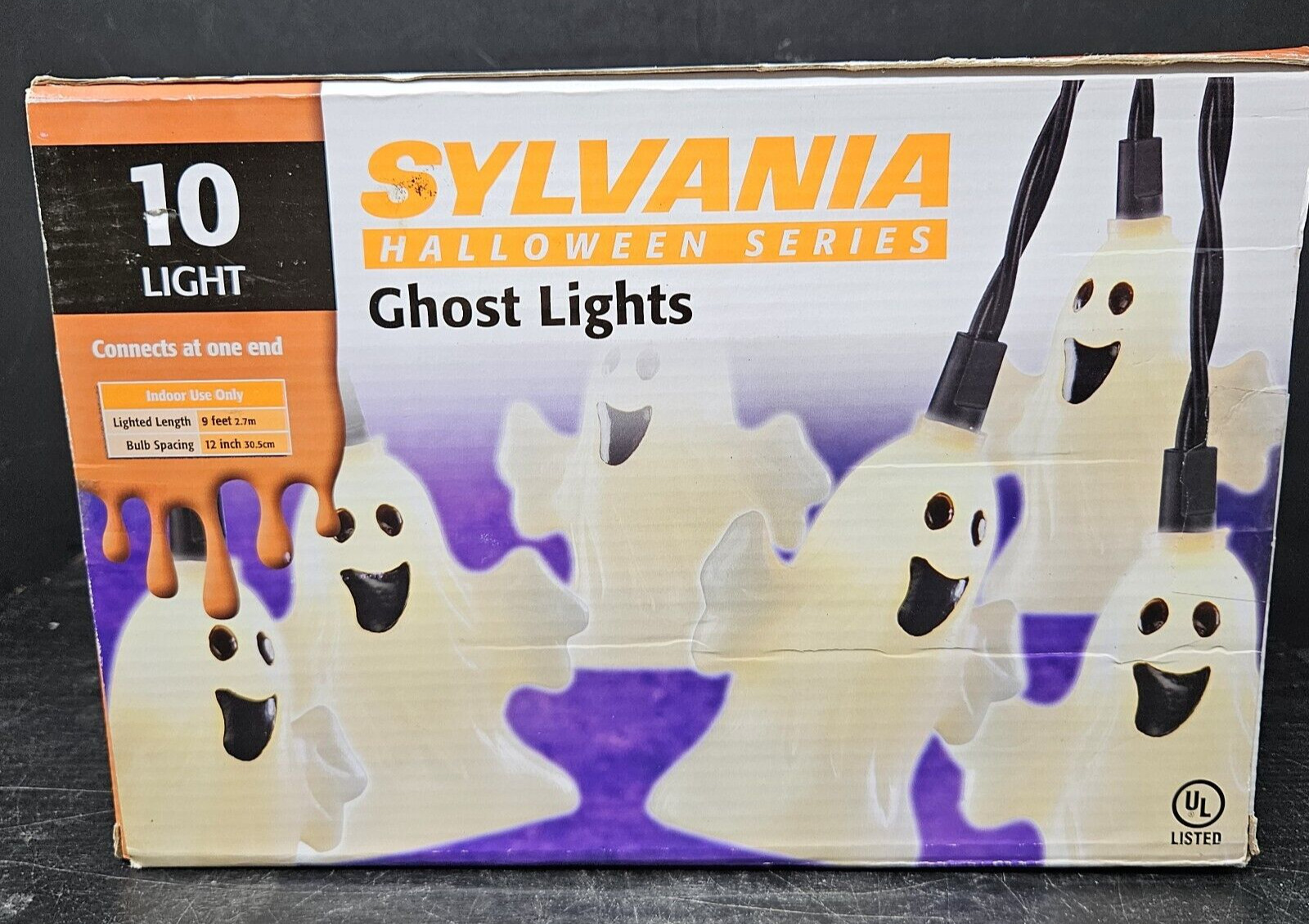 Vintage Sylvania 10 LIGHT HALLOWEEN SERIES GHOST LIGHTS  / Tested Working