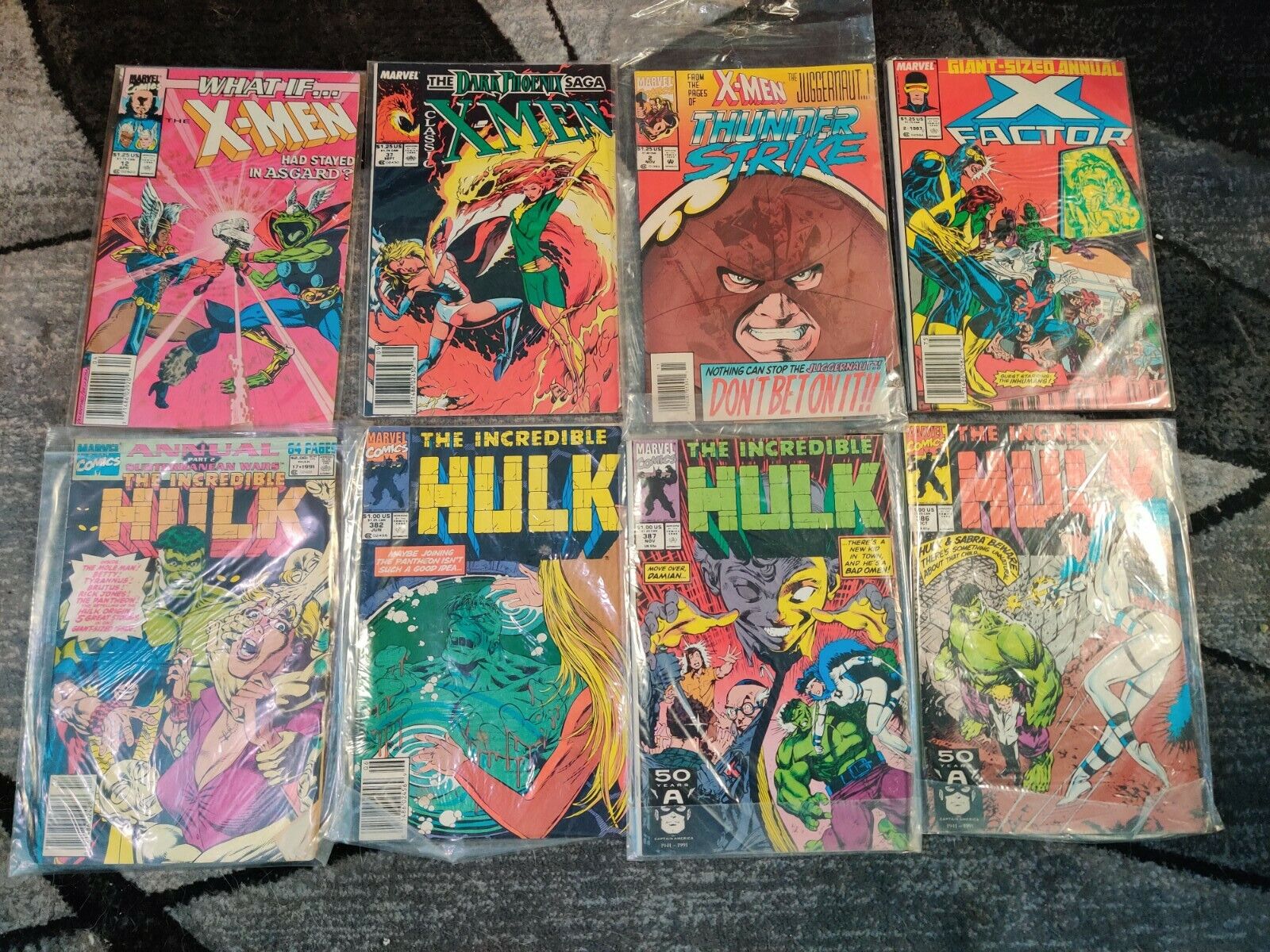 LOT Of (8) VINTAGE Marvel Comics- INCREDIBLE HULK/ X-MEN 1987-1993 RARE