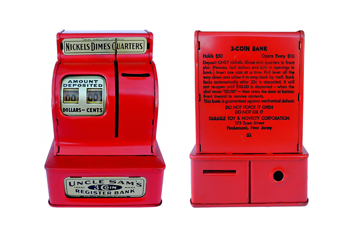 Vintage Style Uncle Sam\'s 3 Coin Register Bank - Great Condition