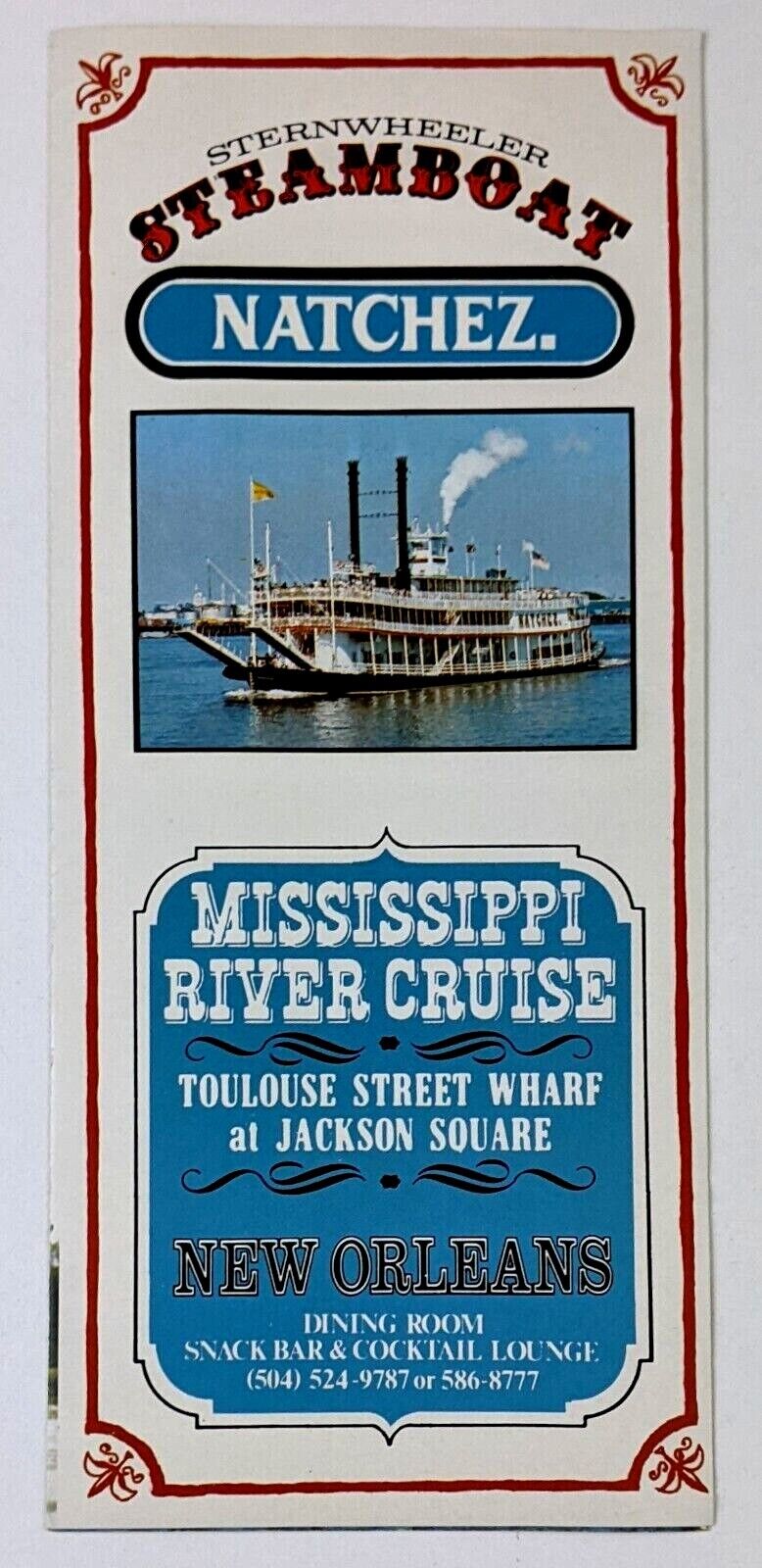 1980s New Orleans LA Mississippi River Cruise Natchez Bayou Cruise VTG Brochure