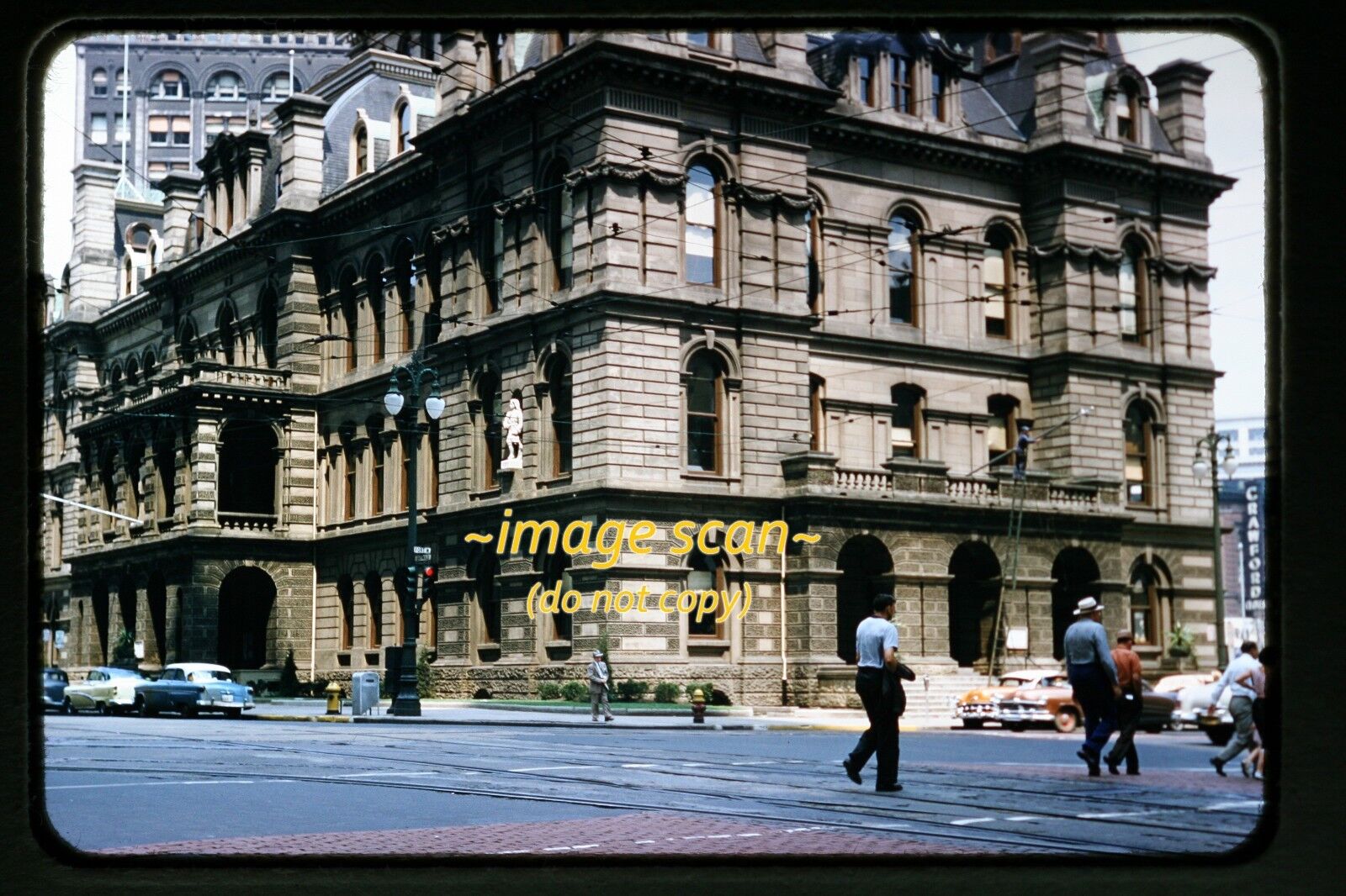 1950\'s Detroit Michigan, City Hall & Street Scene, Original Kodachrome Slide b5b