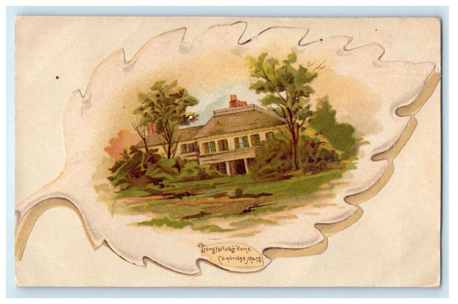 c1905s Leaf Design Longfellows Home Cambridge Massachusetts MA Unposted Postcard
