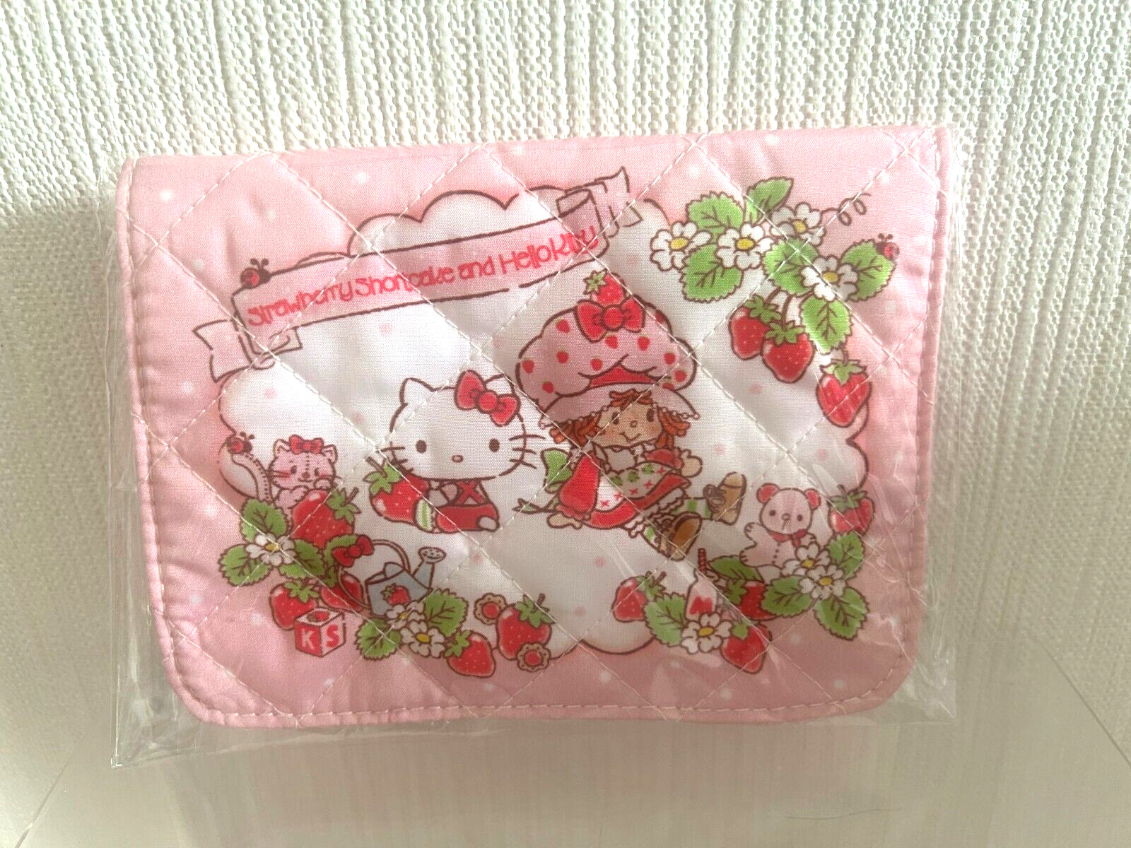Sanrio Strawberry Shortcake x Hello Kitty Pouch Tissue Case Pink Rare Retro New