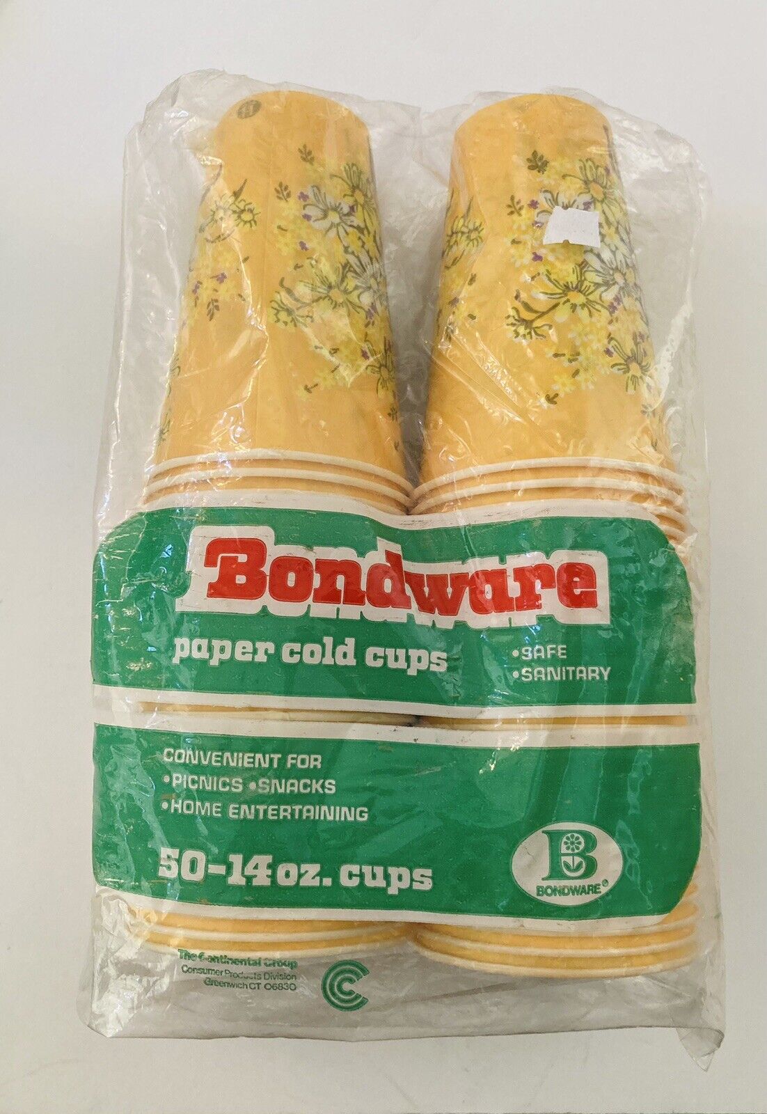 Vintage Bondware Paper Cold Drink Cups Daisy Yellow Flowers Retro 50-14 oz