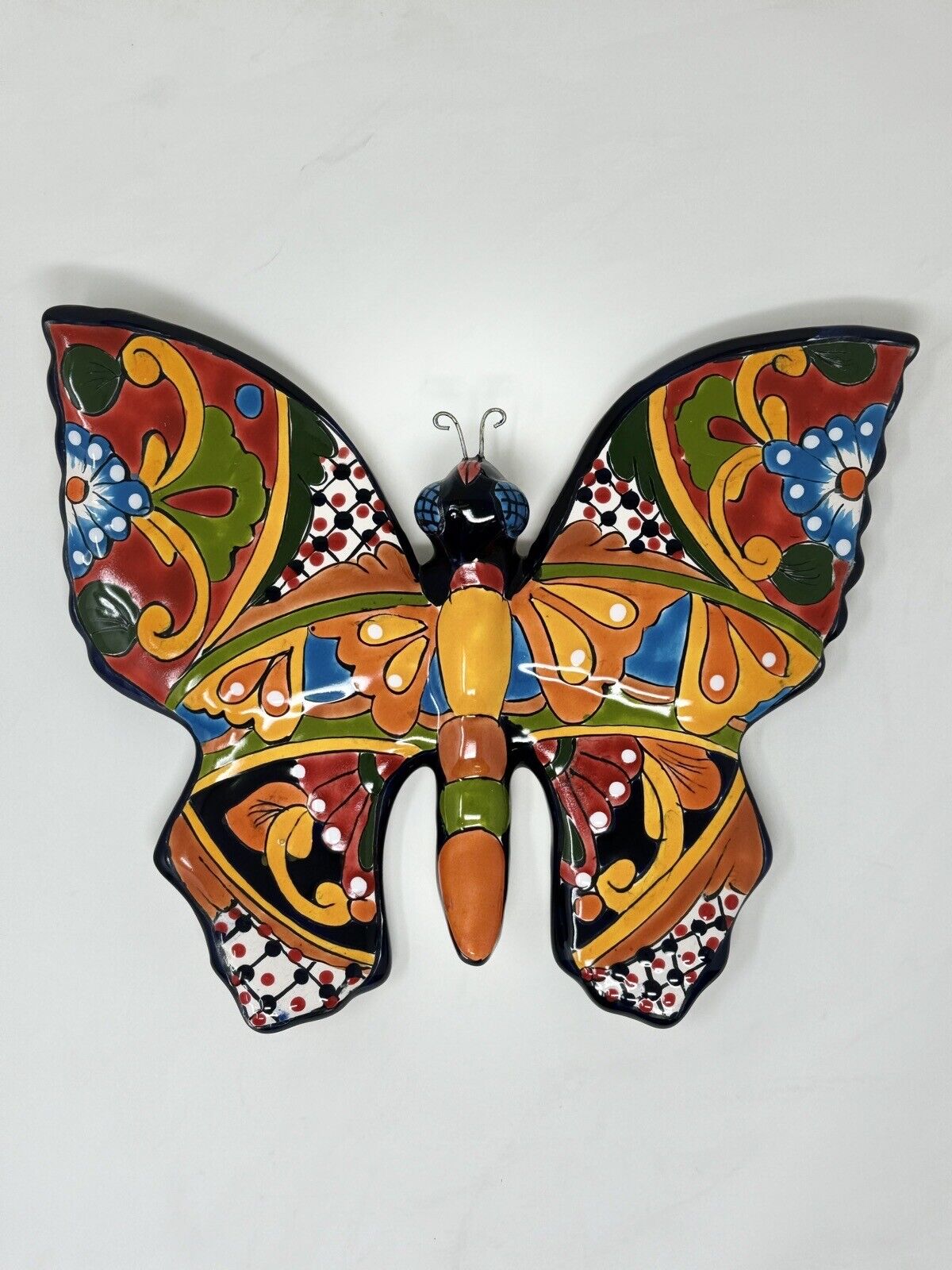 Talavera Wall Butterfly Mariposa Mexican Pottery Folk Art Med Length 12\