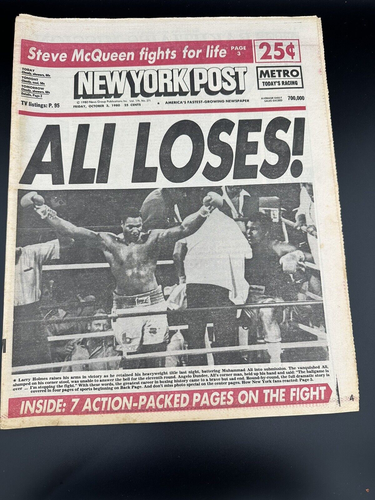 New York Post October 3rd 1980 Ali Loses Newspaper