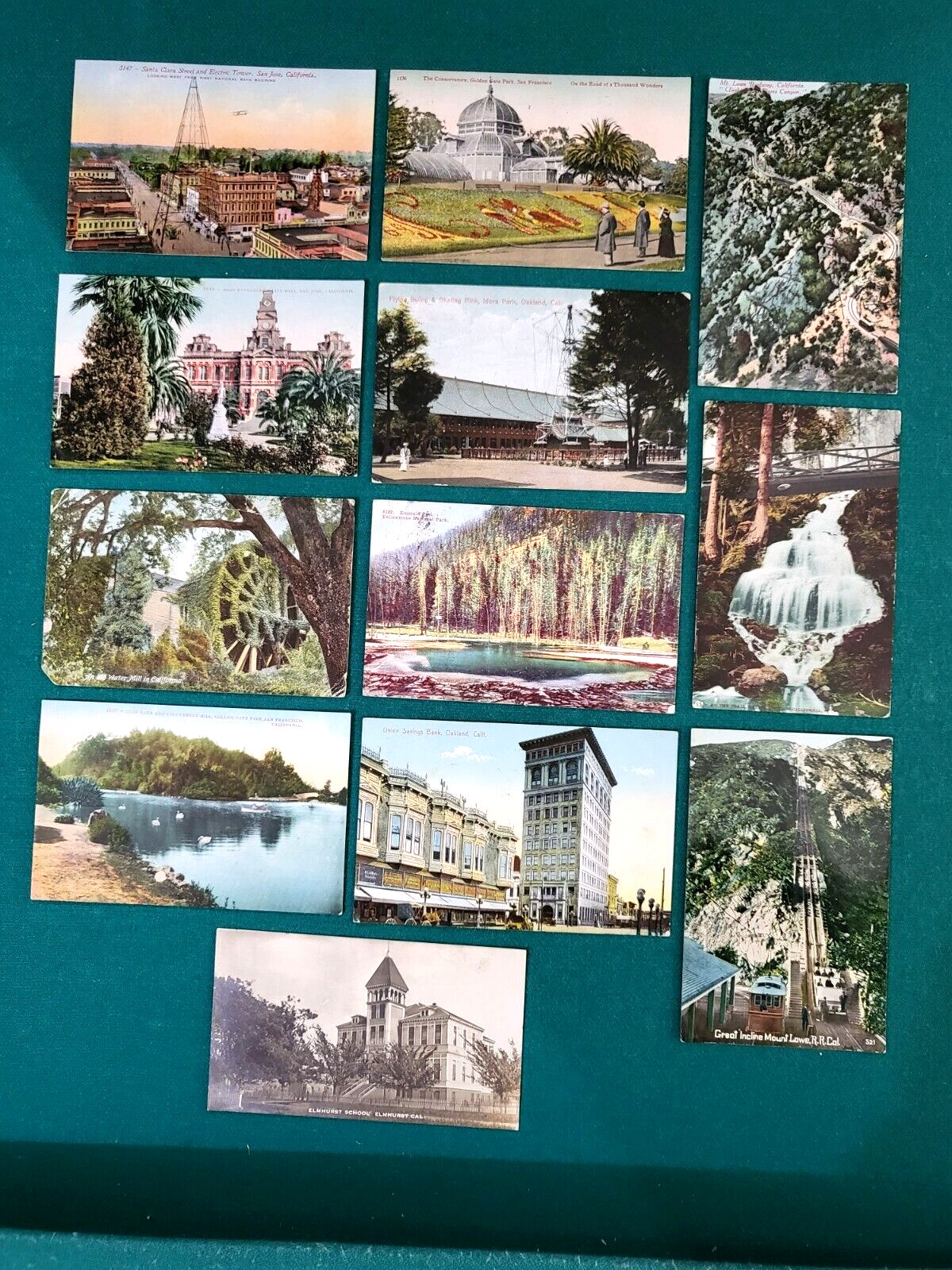 ATQ 1907-1912 Lot Of 2 Postcards Hand Colorized California & Yellowstone Scenes