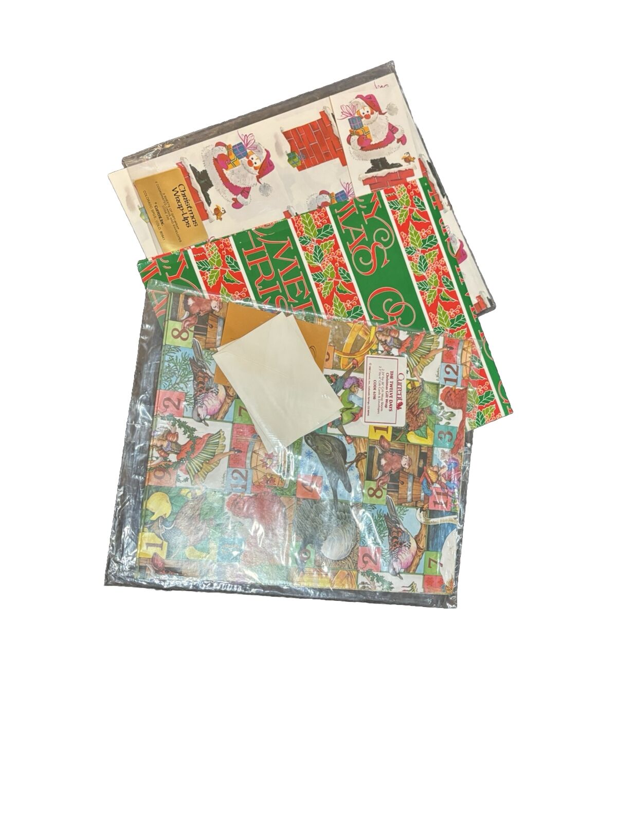 Vintage Current Inc Paper Christmas Gift Wrap Set 1980s Ephemera