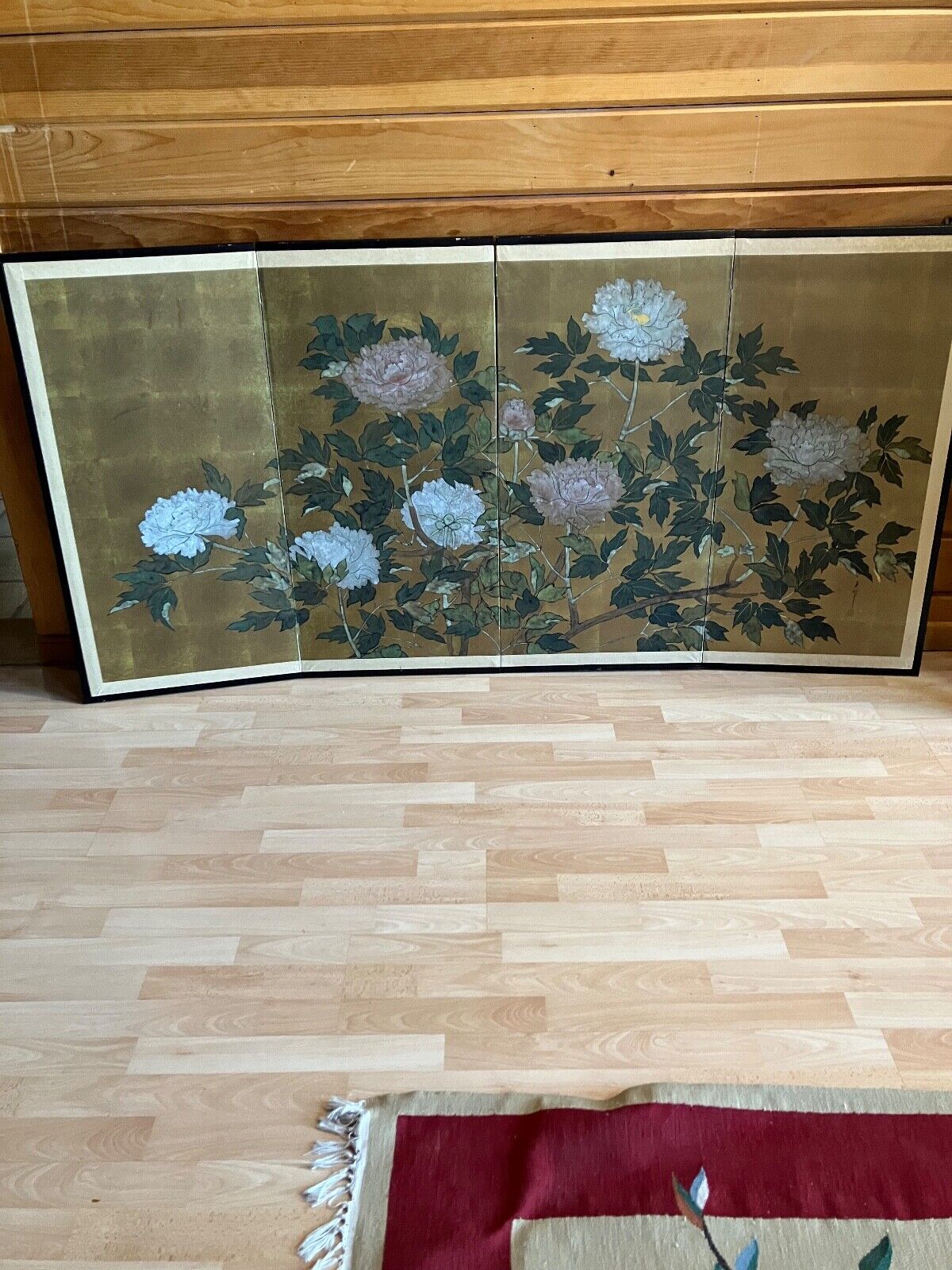 4 Panel Hand Painted Signed Chinese Screen Floral 72 x 36 inches