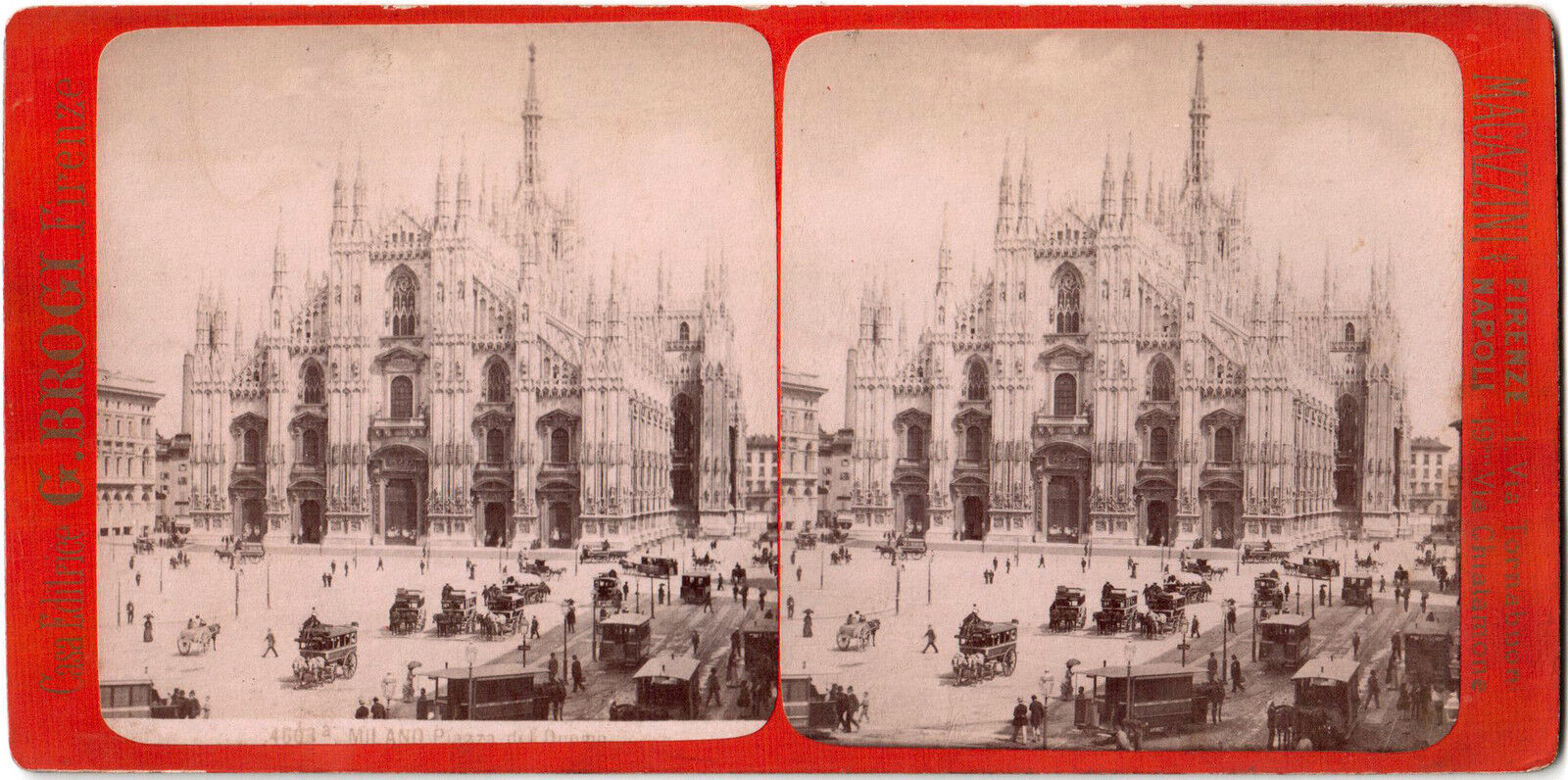 Italy.Italia.Italy.Milan.Milano.Piazza del Duomo.Photo Stereo.Stereoview.Brogi.