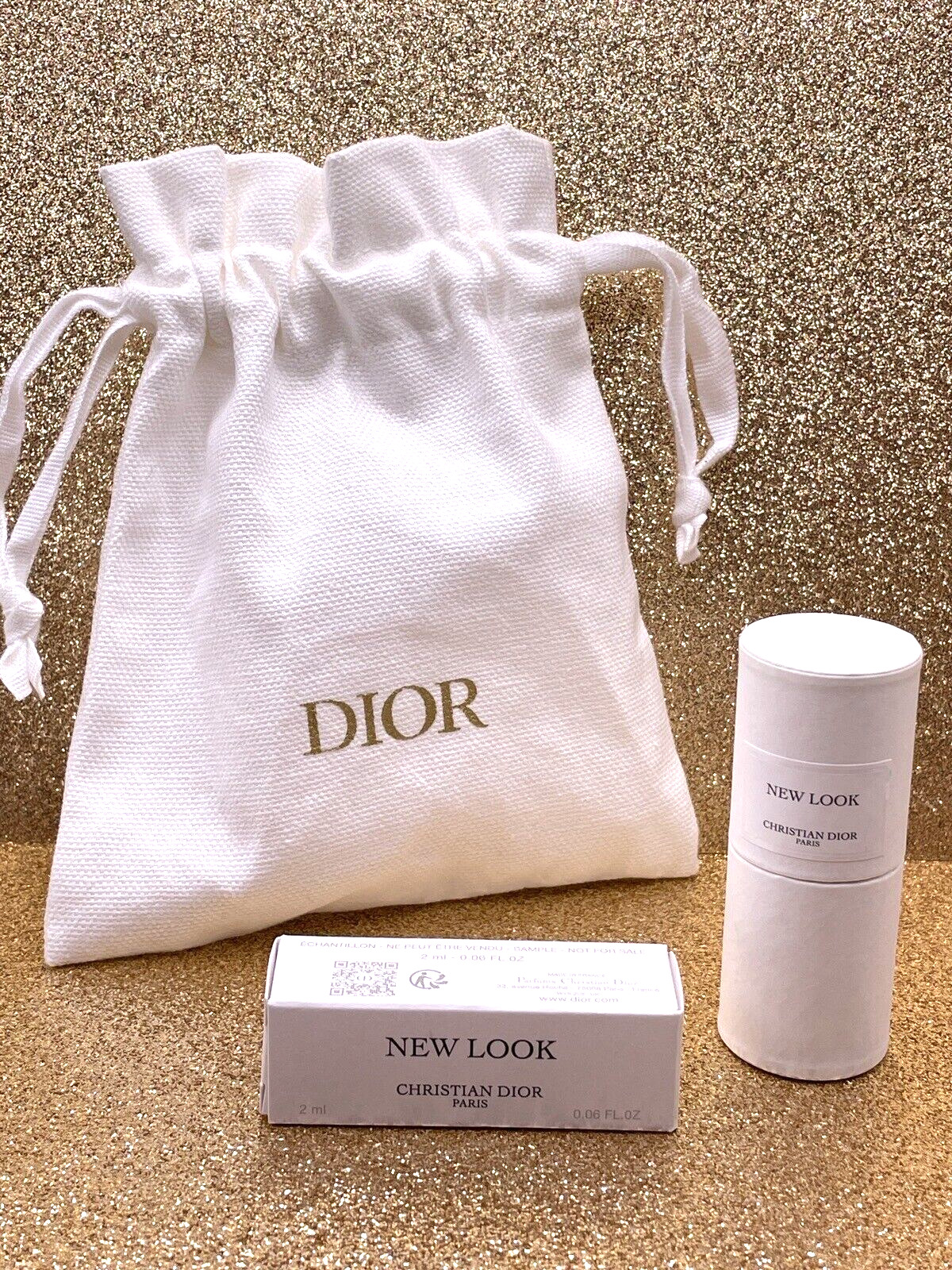 DIOR New Look Eau De Parfum Mini Christian Dior 0.06 Spray + 0.25 Splash + BAG