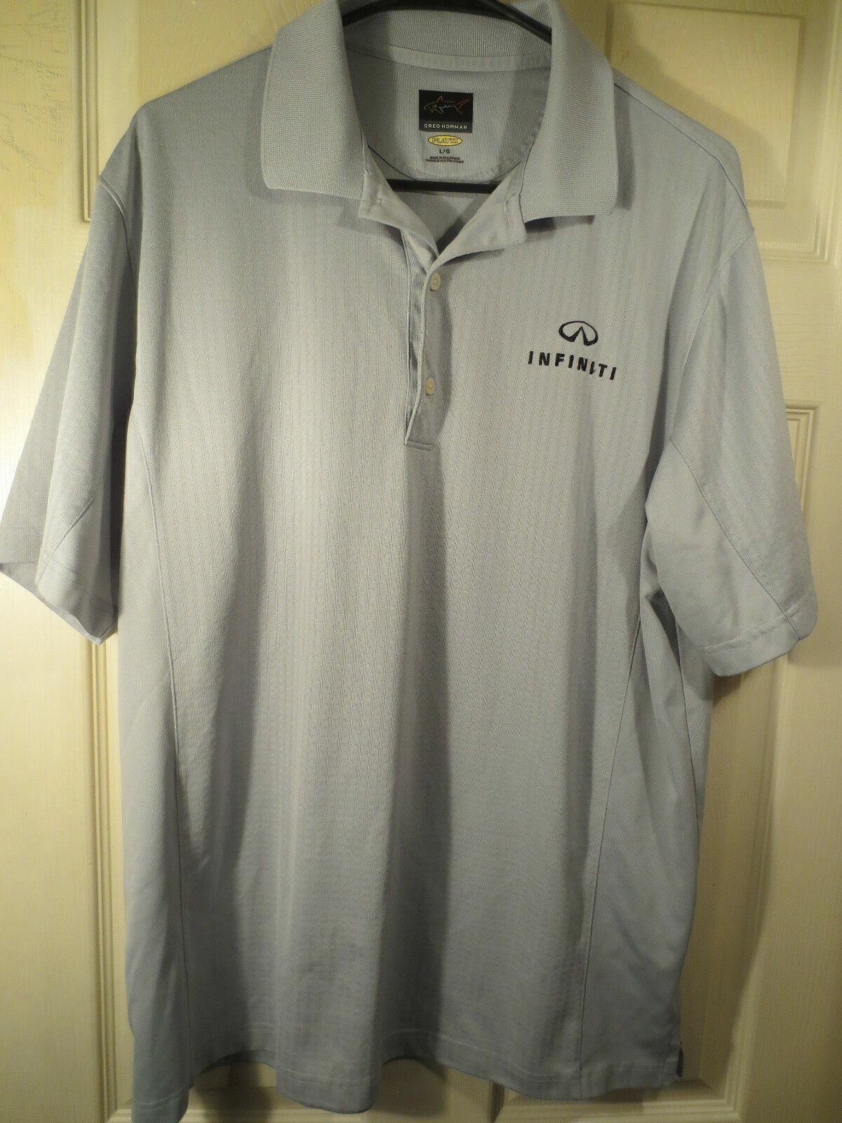 Greg Norman Play Dry INFINITI Gray Polo Golf Shirt Size Large