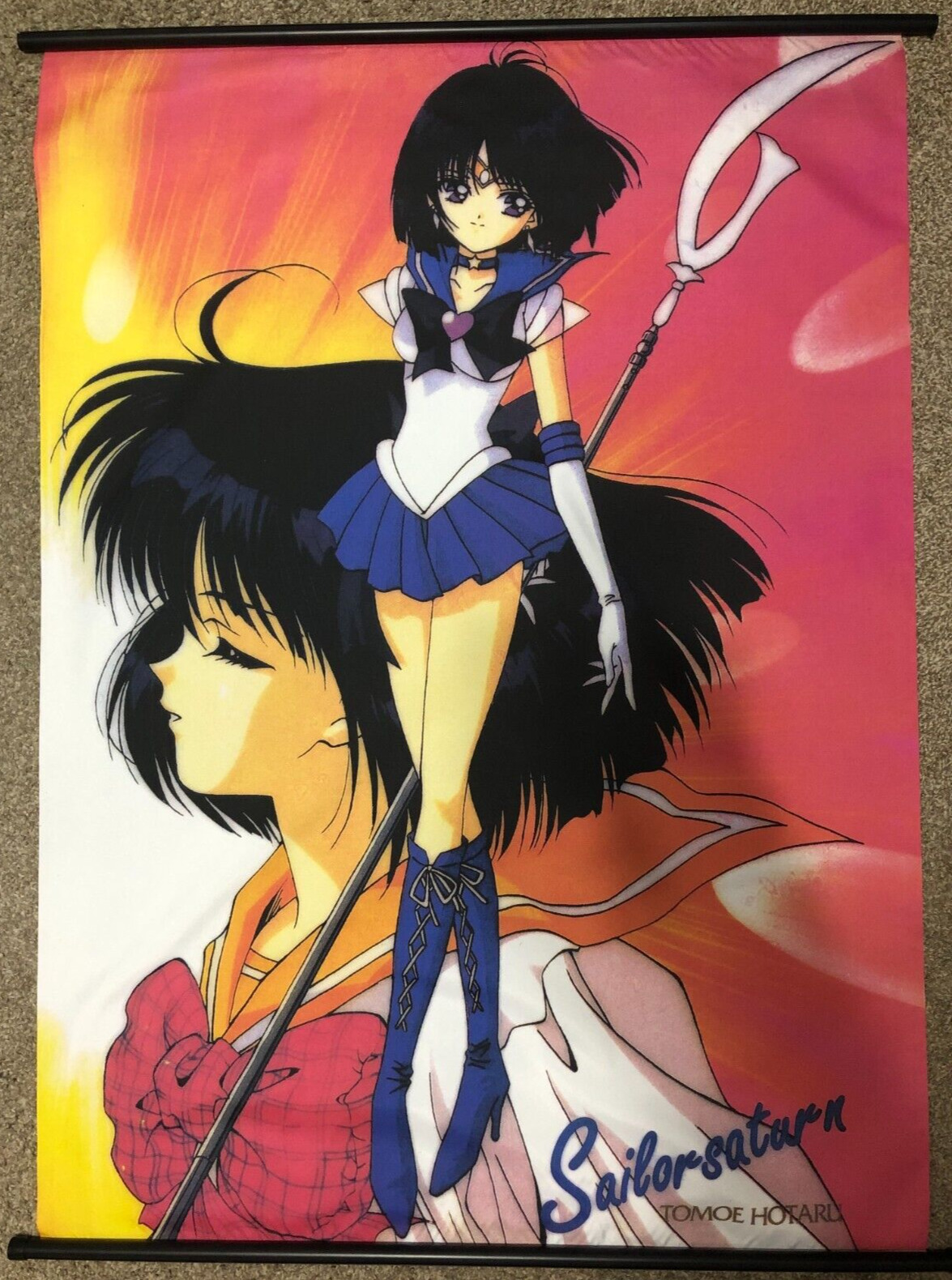 Original SAILOR MOON Sailor Saturn Tomoe Hotaru Wall Scroll Vintage 1990s 31x43