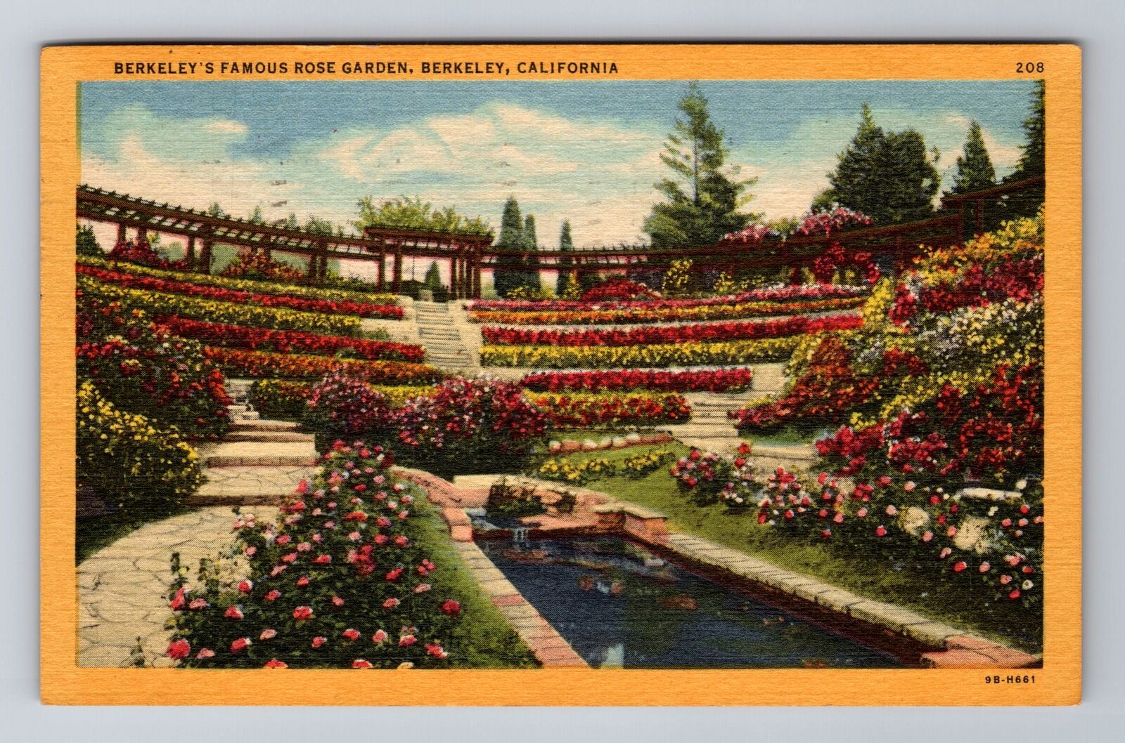 Berkeley CA-California, Berkeley's Famous Rose Garden, Vintage Souvenir Postcard