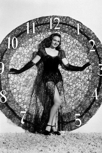 Donna Reed sexy pose in lace in front of clock 24x36 Poster