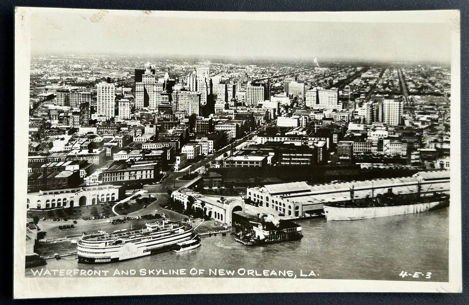 New Orleans Louisiana Skyline And Waterfront Real Photo Postcard. RPPC. LA.
