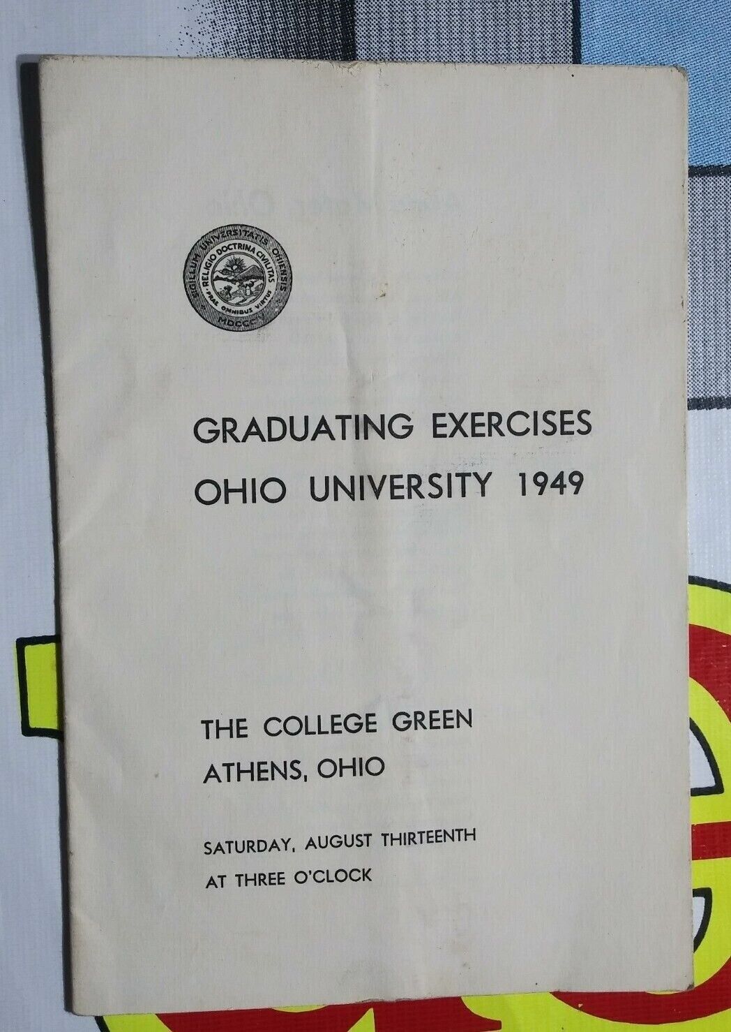 1949 Ohio University Graduation Exercises Program  Athens OU Vintage 