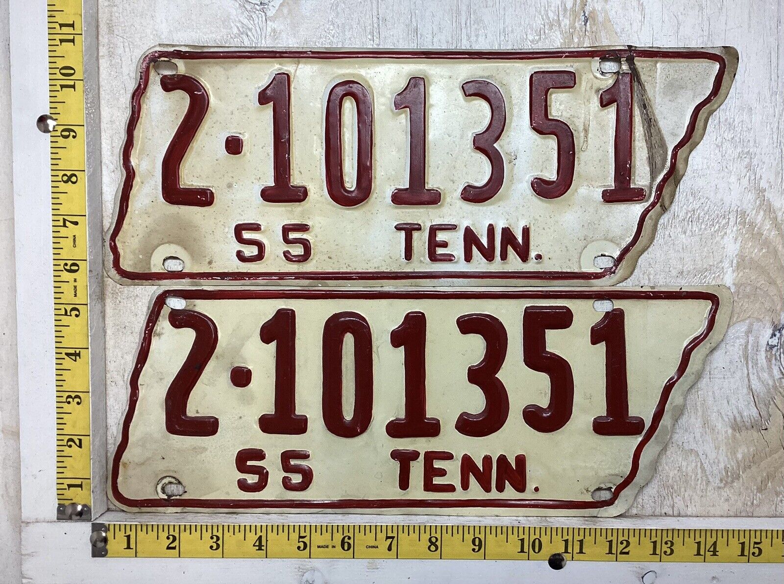 1955 Tennessee State Shaped License Plate 