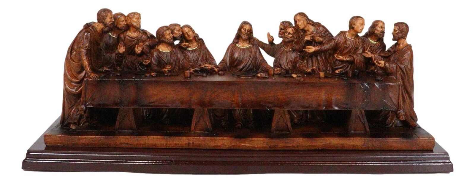 Leonardo Da Vinci The Last Supper Jesus And Disciples Faux Wooden Figurine 14