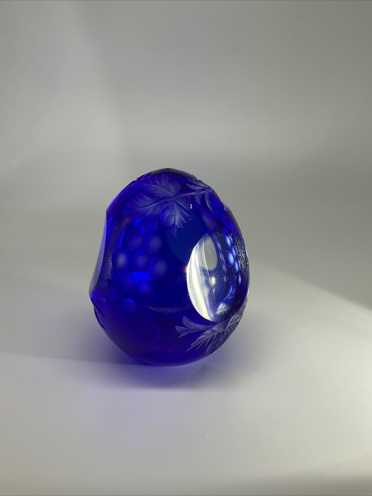 Very Rare Gorgeous Russia Cobalt Blue Etched St Petersburg Egg.