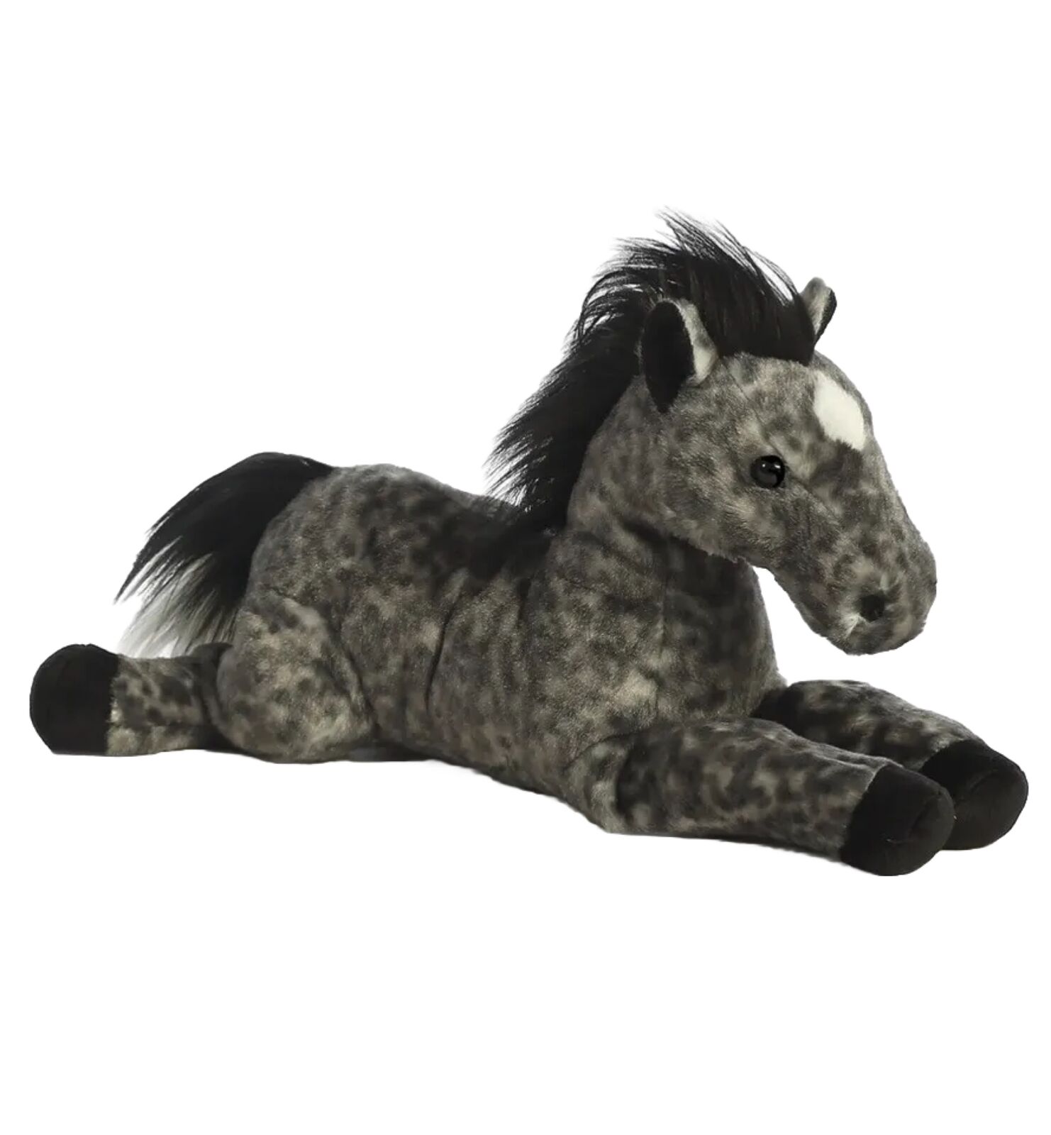 Aurora Plush Stuffed Horse Black Gray Appaloosa Spotted Pony Collectible