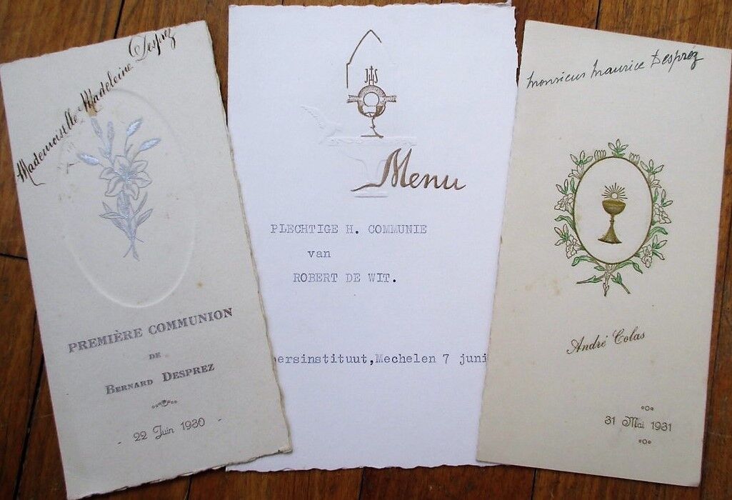 Menu: French Vintage Group of Three Different - 1930, 1931, 1962