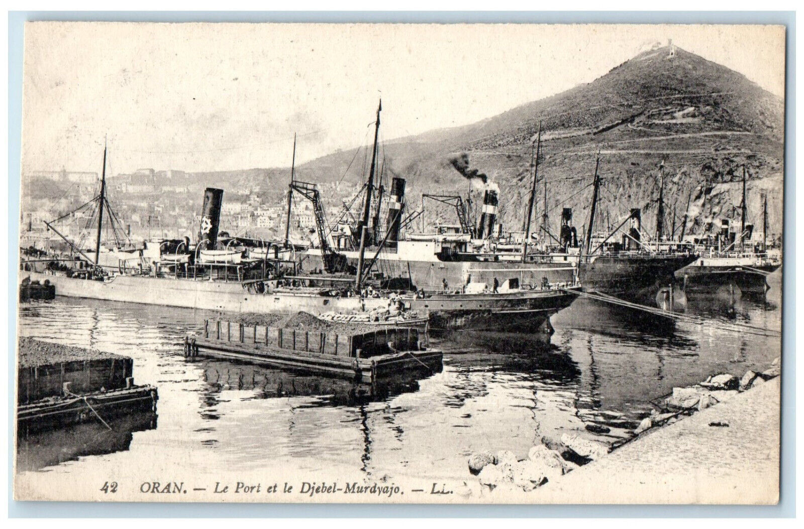 c1910 The Port And The Djebel Murdyajo Oran Algeria Unposted Postcard