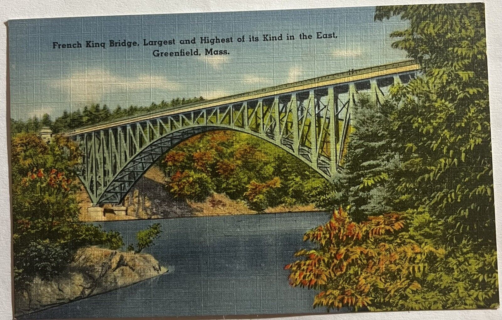 Massachusetts MA Greenfield French King Bridge Postcard Old Vintage B74