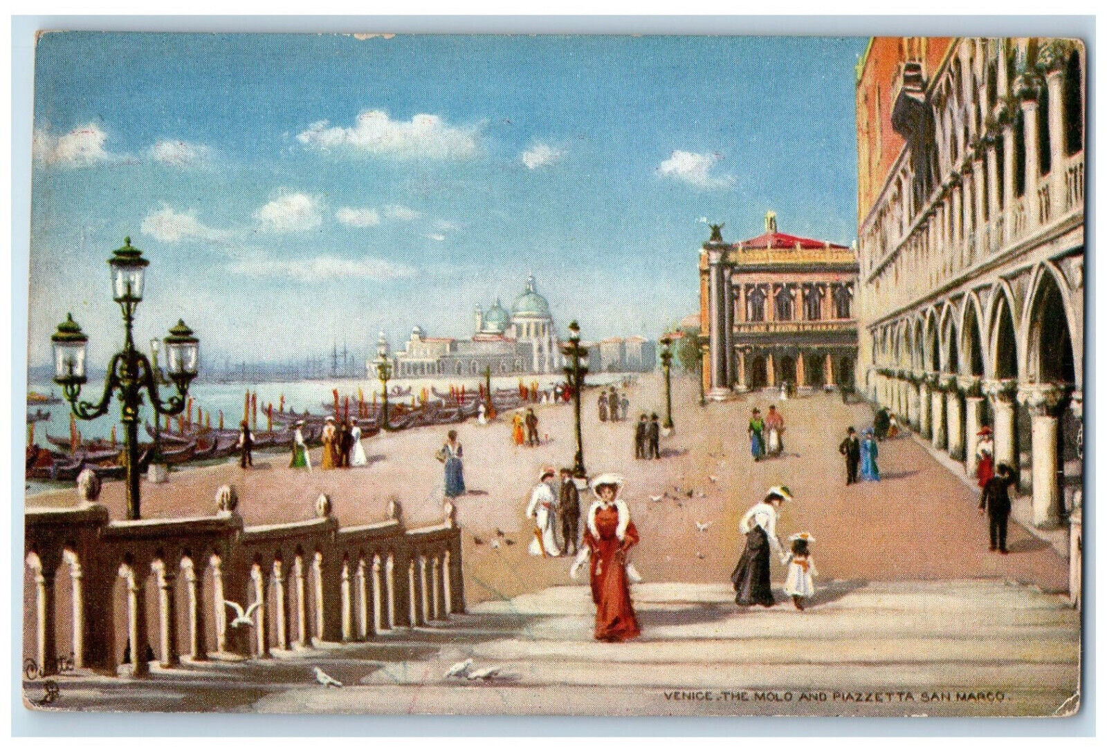 c1910 Venice The Molo and Piazzetta San Marco Venice Oilette Tuck Art Postcard