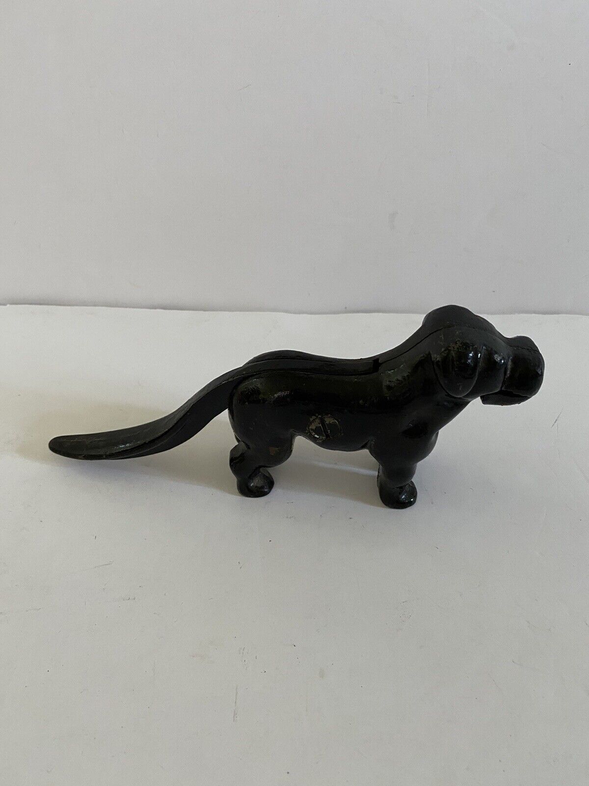 Vintage Cast Iron Dog Nut Cracker, Black Labrador lift tail to open mouth, 8”