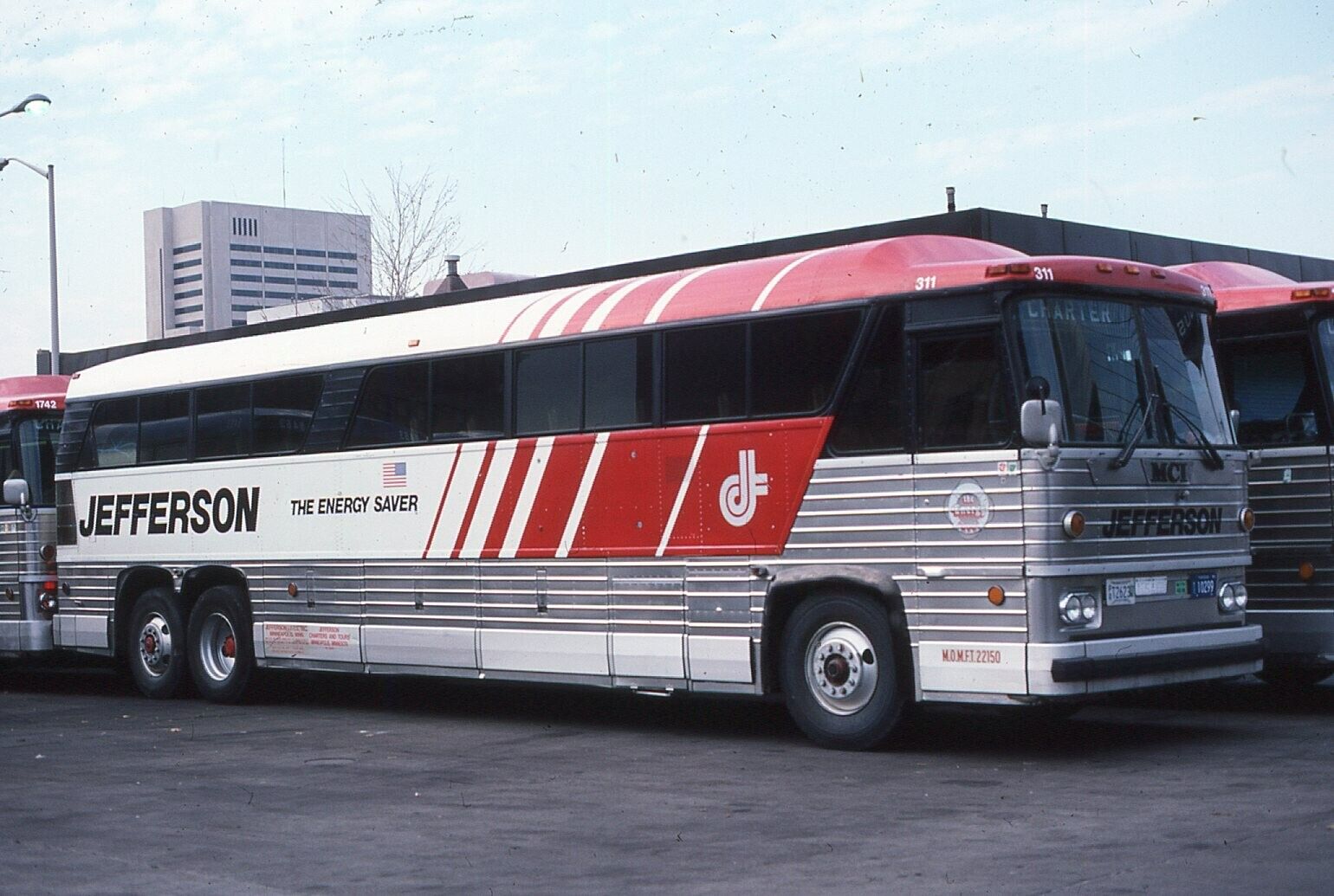 Original Bus Slide Jefferson Energy Saver #311 MCI Bus Red Silver 1986 #9