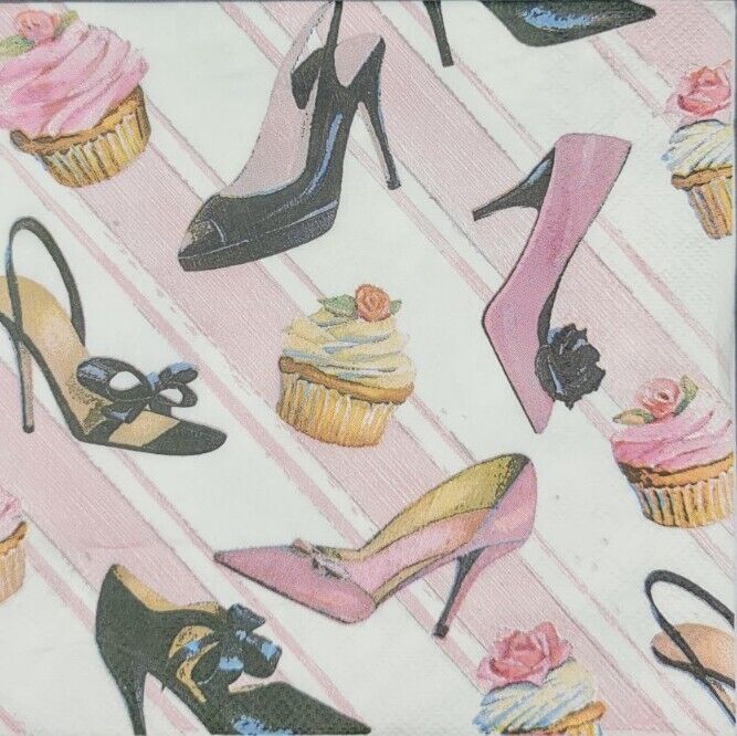 TWO Individual Napkins Fashion Shoes Lunch for Decoupage (103)