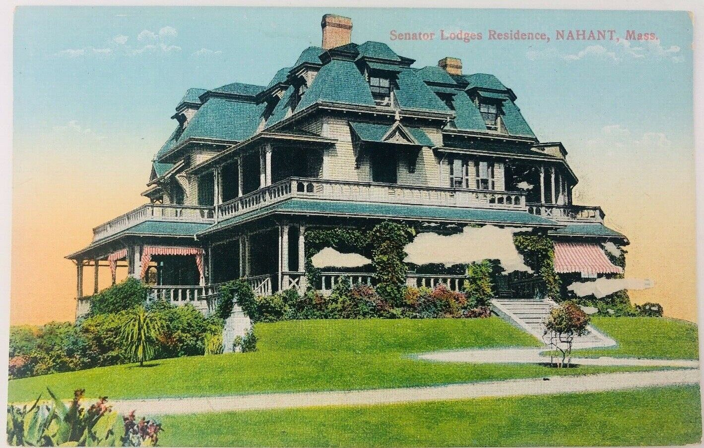 Vintage Nahant Massachusetts MA Senator Lodges Residence Postcard 